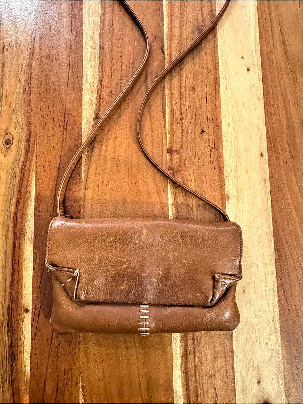 Hidesign Leather Crossbody Bag in Brown & Red